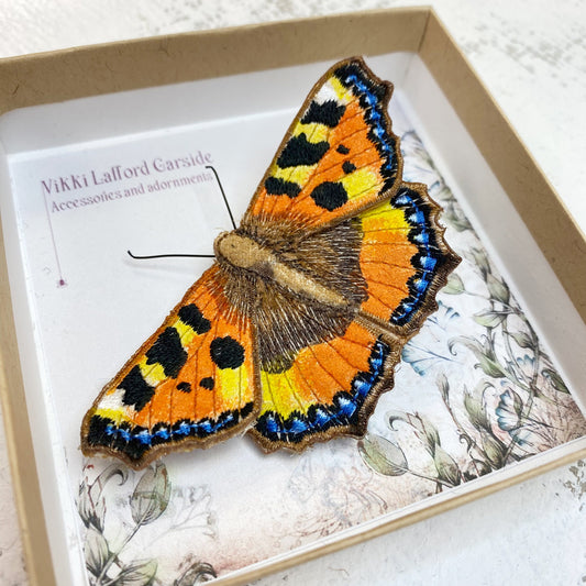 Tortoiseshell butterfly brooch, hand made fabric butterfly brooch pin, Textile butterfly