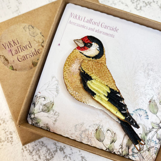 Goldfinch bird brooch