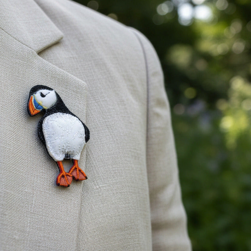 Puffin brooch, bird pin, gift for bird lover
