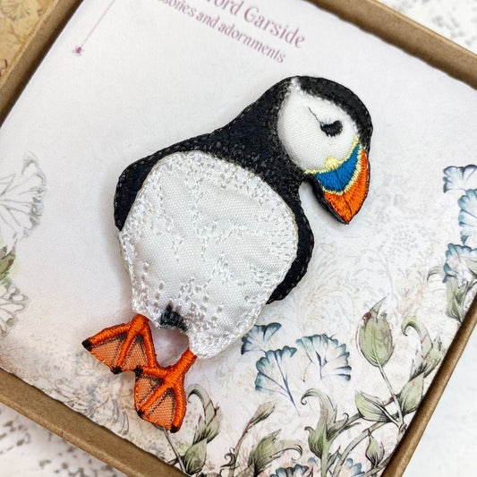 Puffin brooch, bird pin, gift for bird lover