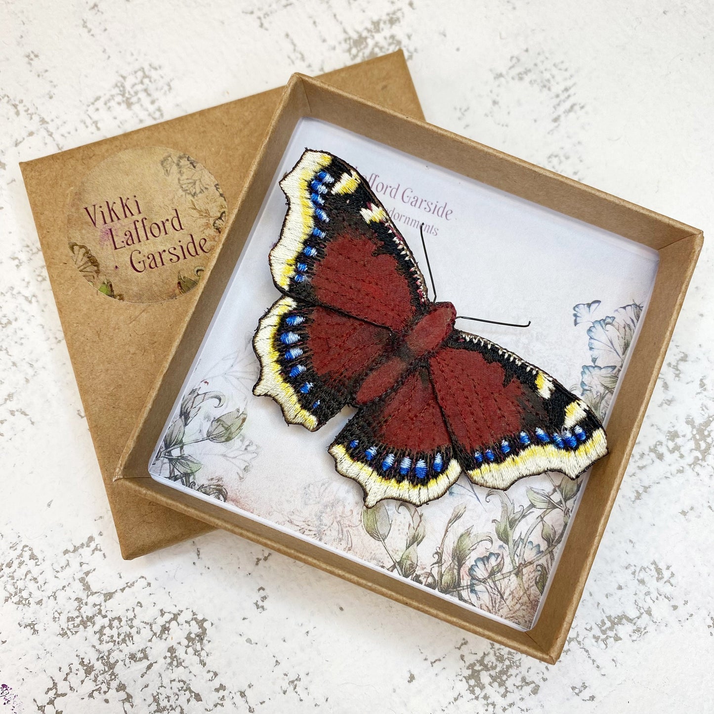 Camberwell Beauty butterfly brooch, Mourning Cloak butterfly brooch