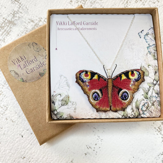 Peacock butterfly necklace