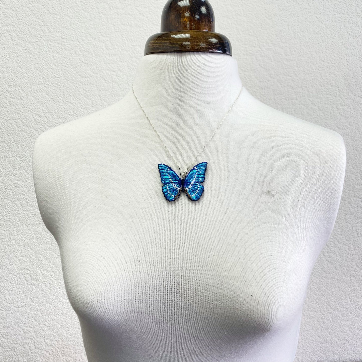 Blue Morpho butterfly necklace