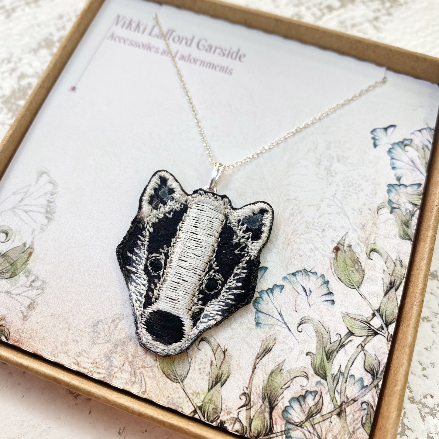 Woodland badger necklace