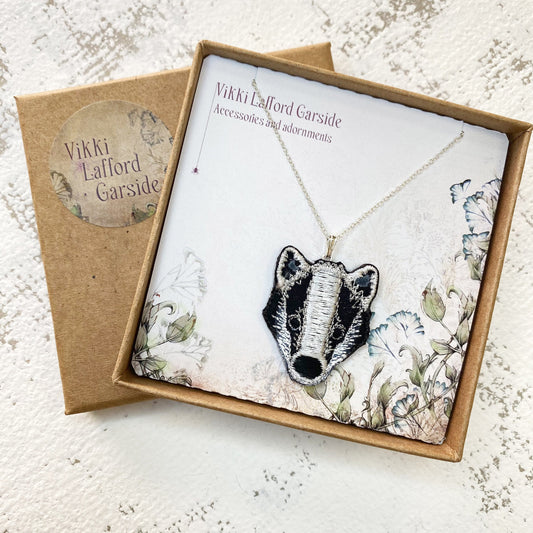 Woodland badger necklace