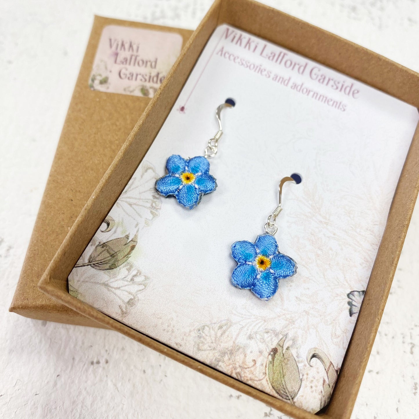 Forget-me-not flower drop earrings