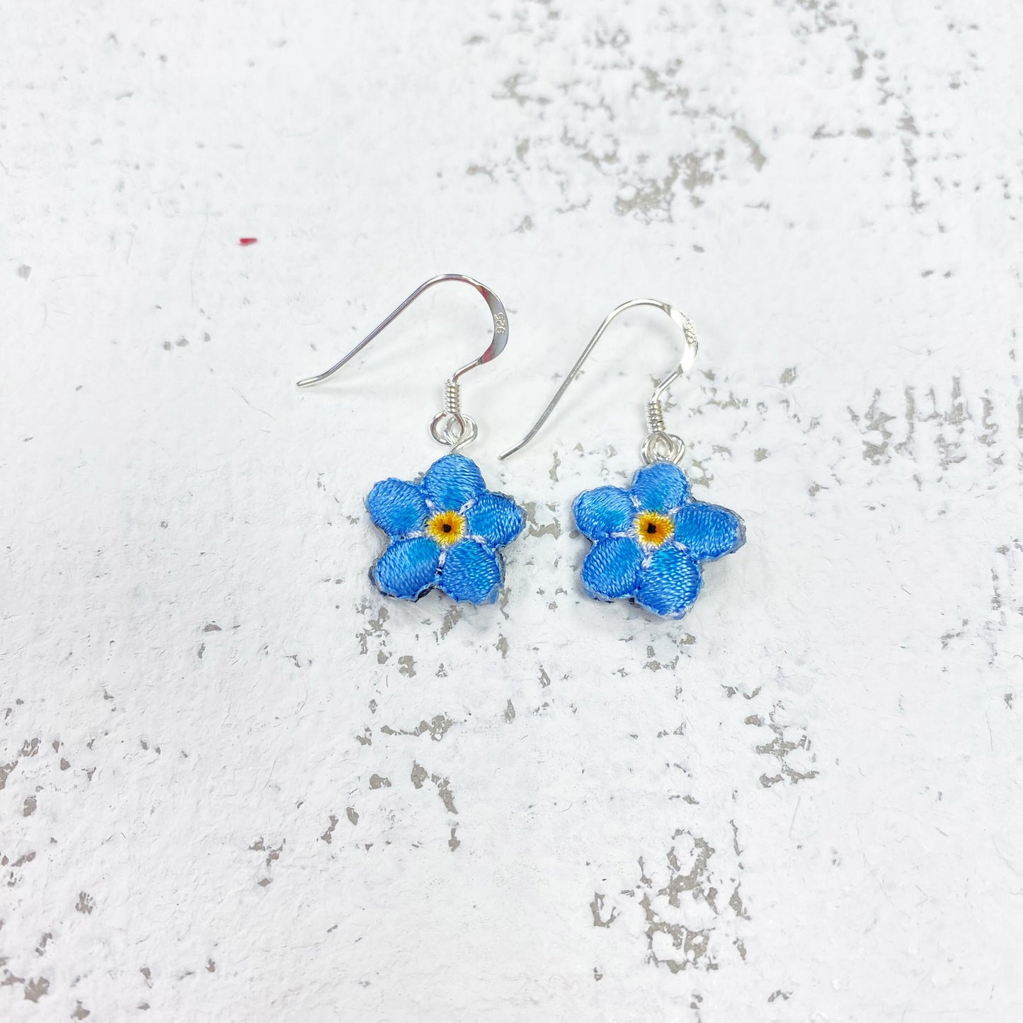 Forget-me-not flower drop earrings