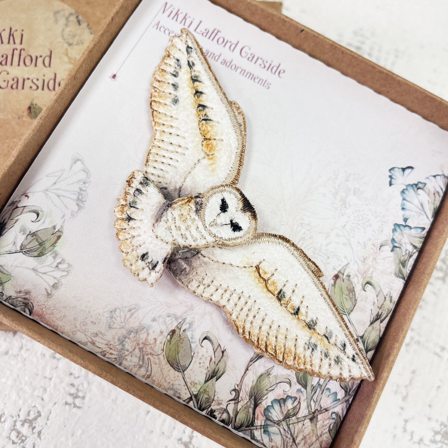 Barn owl brooch