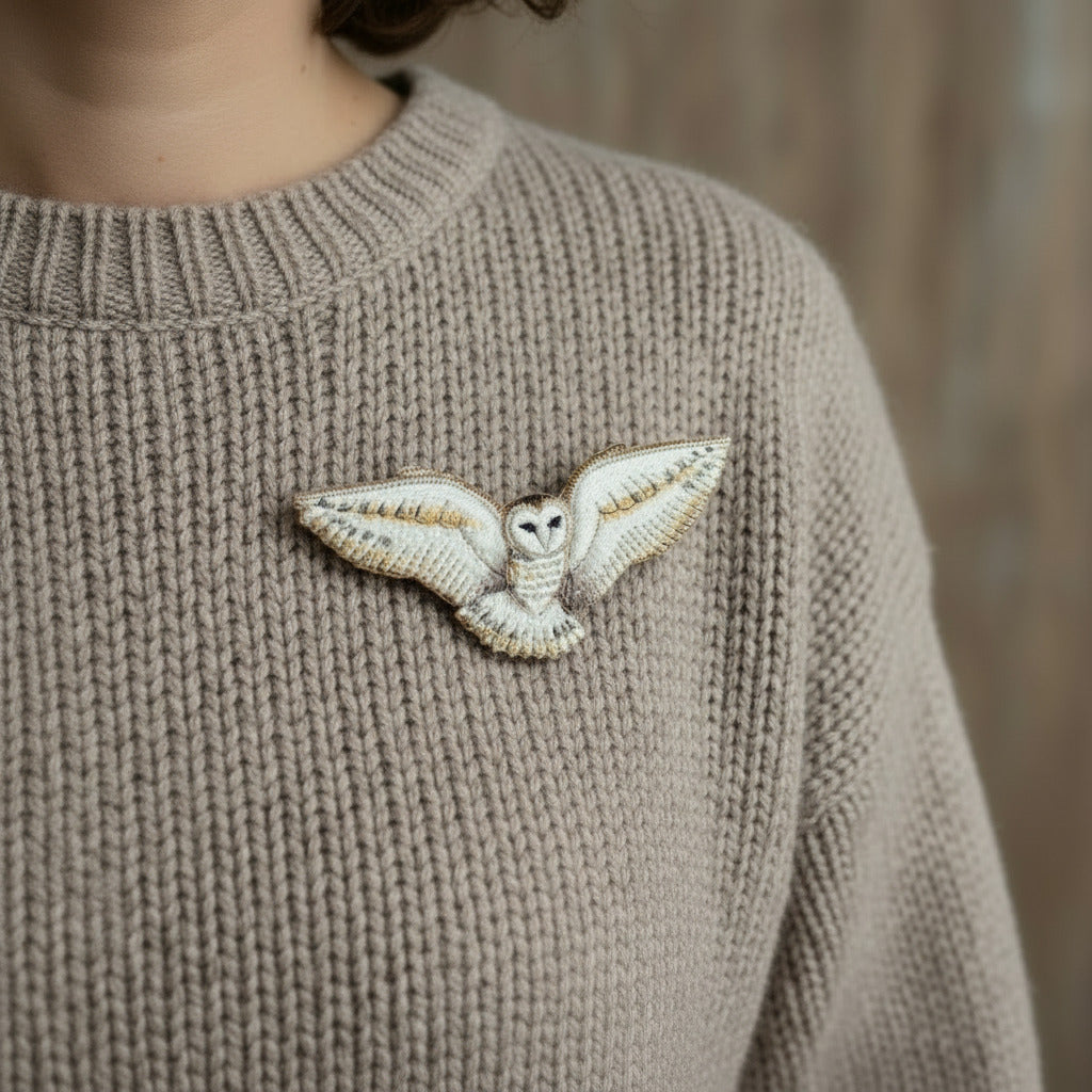 Barn owl brooch