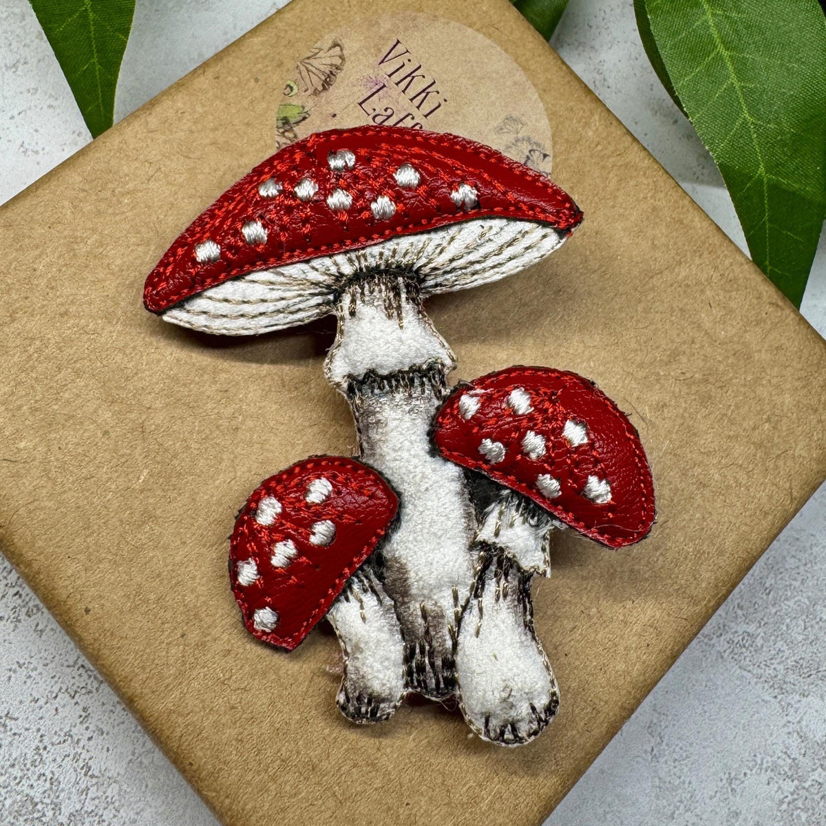 Fly Agaric Mushroom Brooch – Embroidered & Hand-Painted Textile Jewellery for Autumn