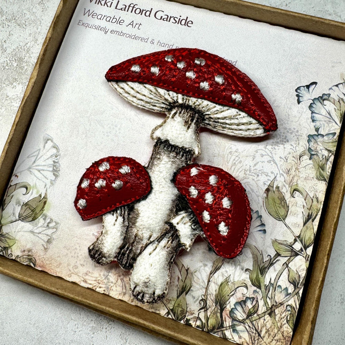 Fly Agaric Mushroom Brooch – Embroidered & Hand-Painted Textile Jewellery for Autumn