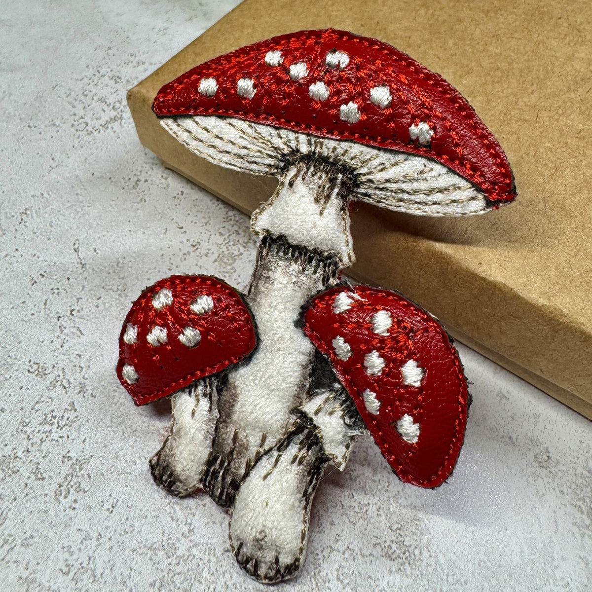 Fly Agaric Mushroom Brooch – Embroidered & Hand-Painted Textile Jewellery for Autumn