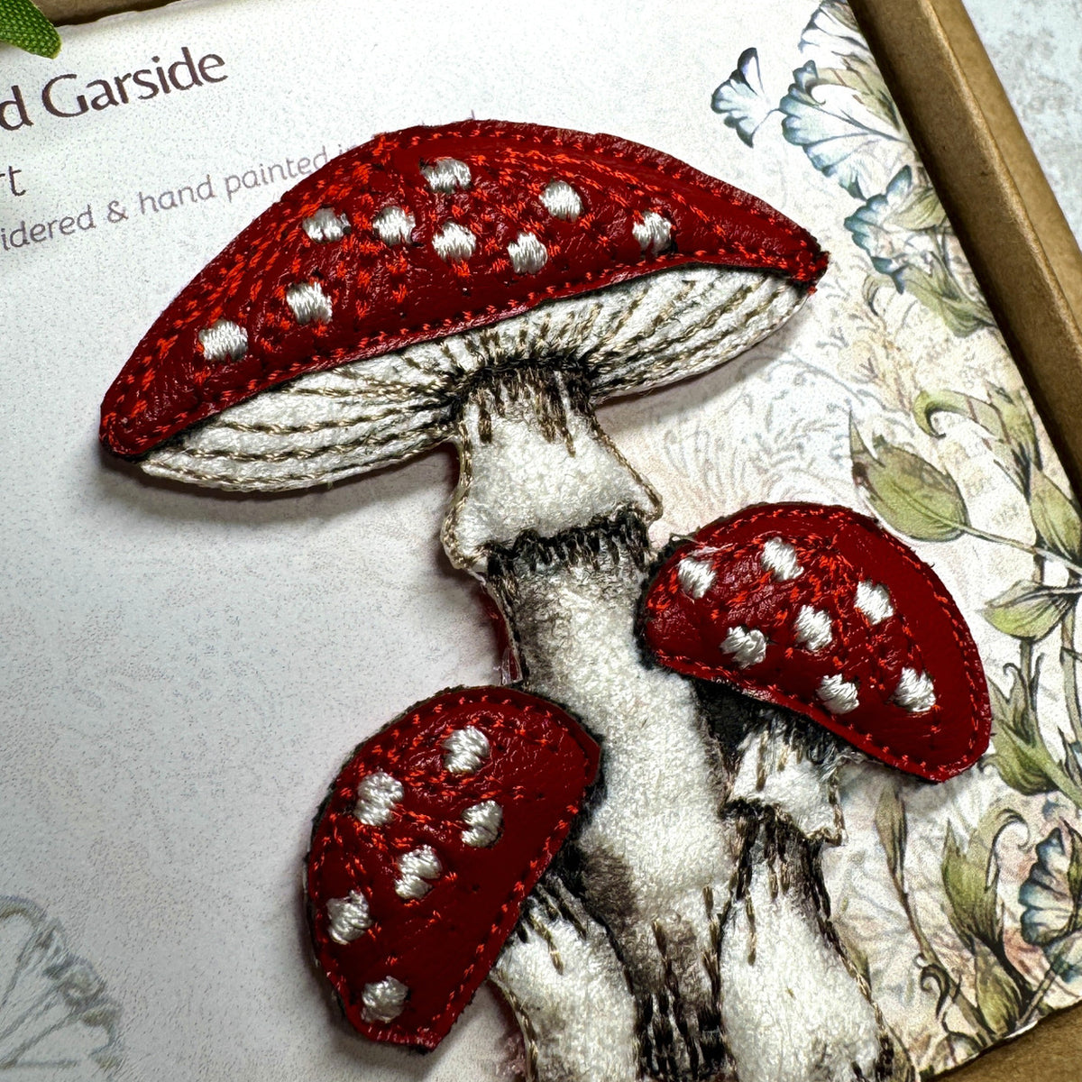 Fly Agaric Mushroom Brooch – Embroidered & Hand-Painted Textile Jewellery for Autumn