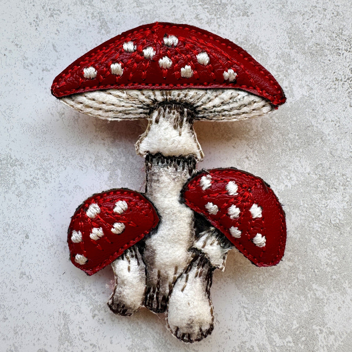 Fly Agaric Mushroom Brooch – Embroidered & Hand-Painted Textile Jewellery for Autumn